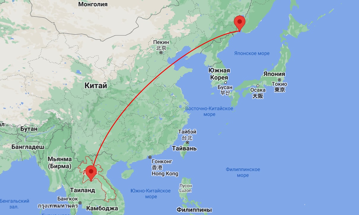 Владивосток бангкок прямой. Владивосток Лаос. От Владивостока до китайского моря. Лаос прямой рейс. Владивосток рядом с Китаем.